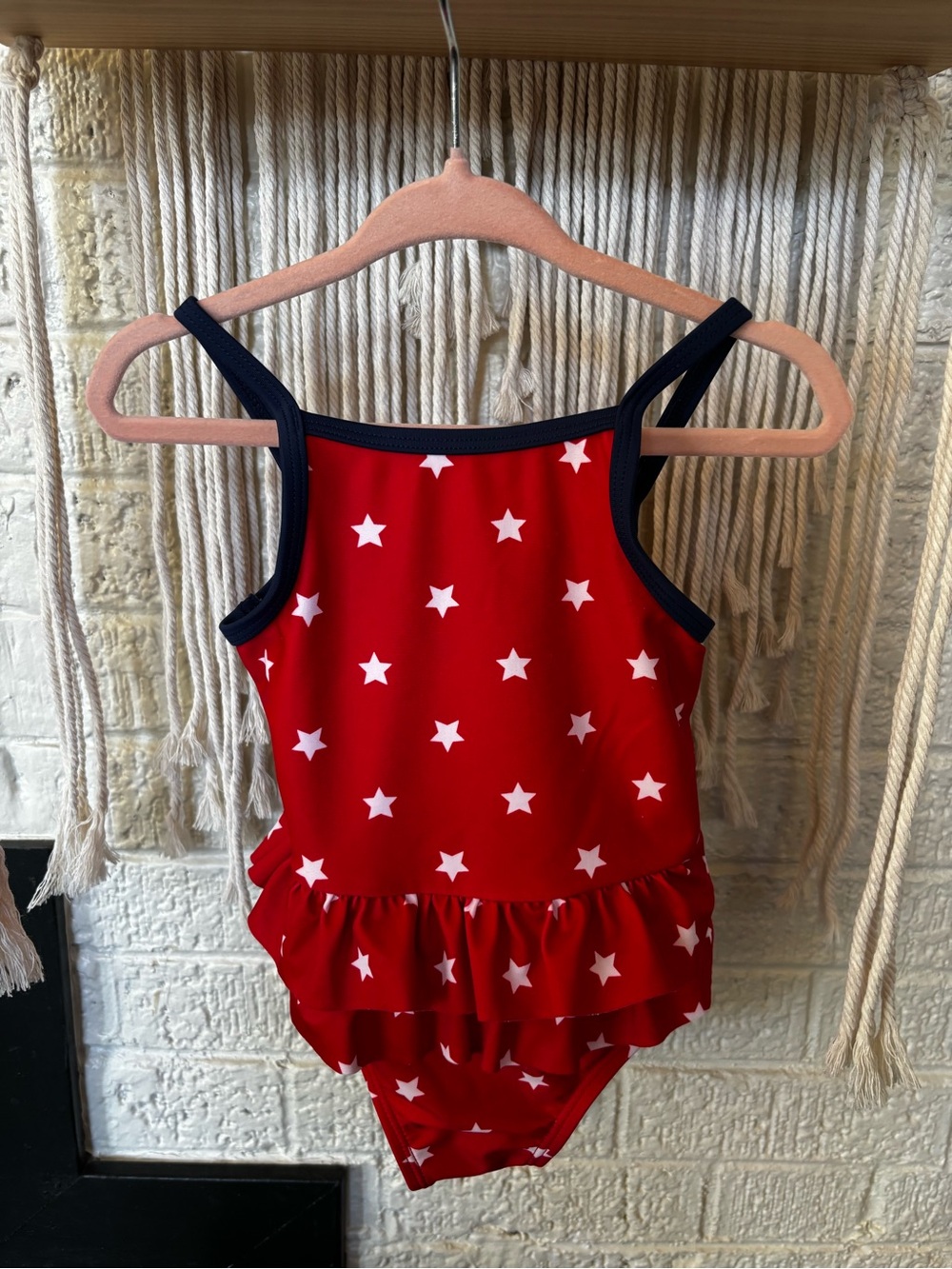 Carter's Red Star Ruffle One-Piece Swimsuit with Navy Trim